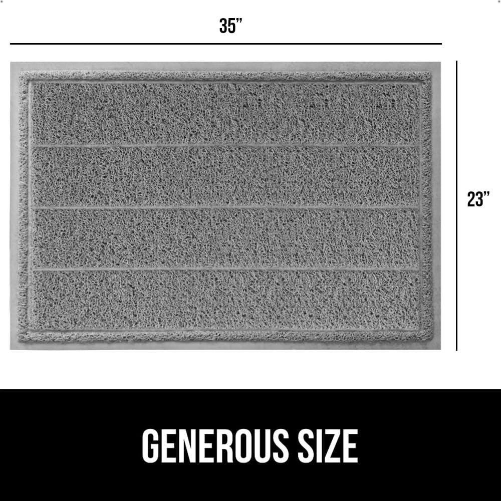 imageGORILLA GRIP Dirt Grabber Mesh Doormat LowProfile Stain and Fade Resistant Heavy Duty Quick Dry Striped Doormats Mats for Indoor or Outdoor Entry Shoe Scraper Garage Entrance Mat 47x35 Dark GrayGrey