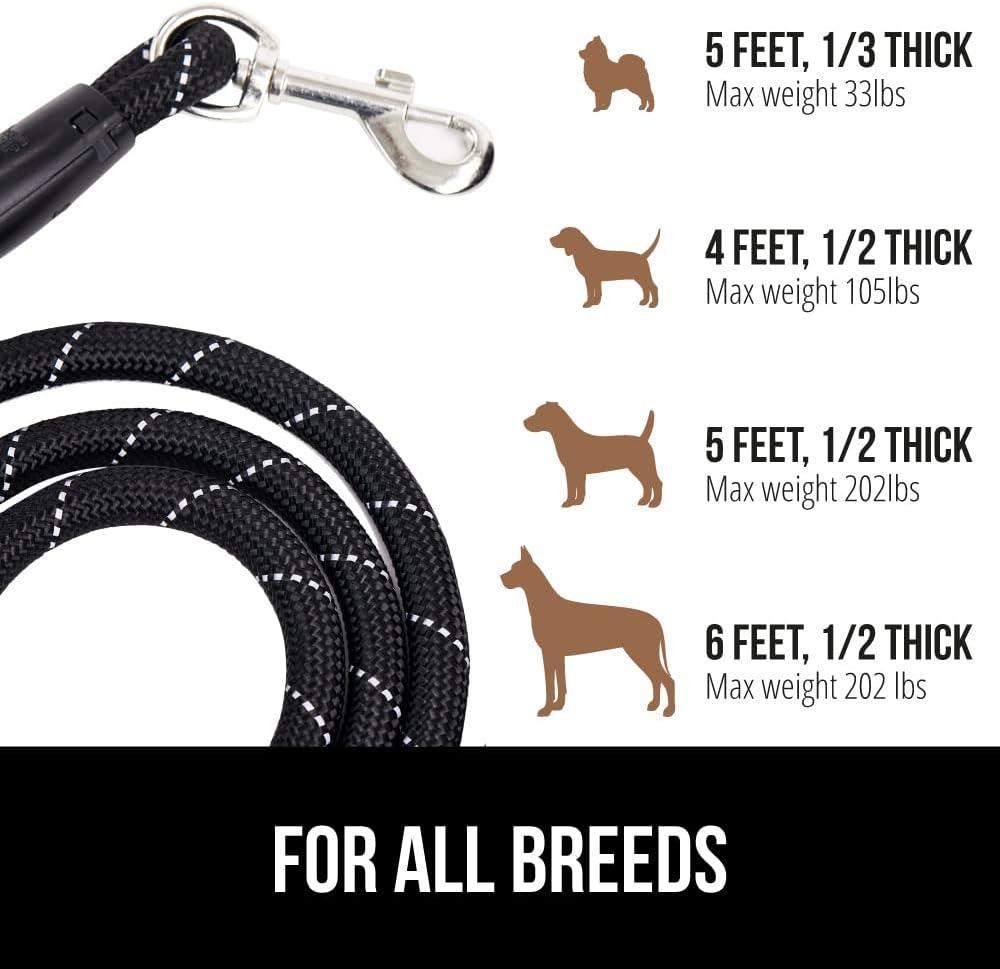 imageGORILLA GRIP Dog Leash Heavy Duty Reflective Rope Leashes for Large Medium Small Breed Dogs Puppy Training Essential for Walks Hikes Soft Handle Rotating Metal Clip Waste Bag Dispenser BlueBlack