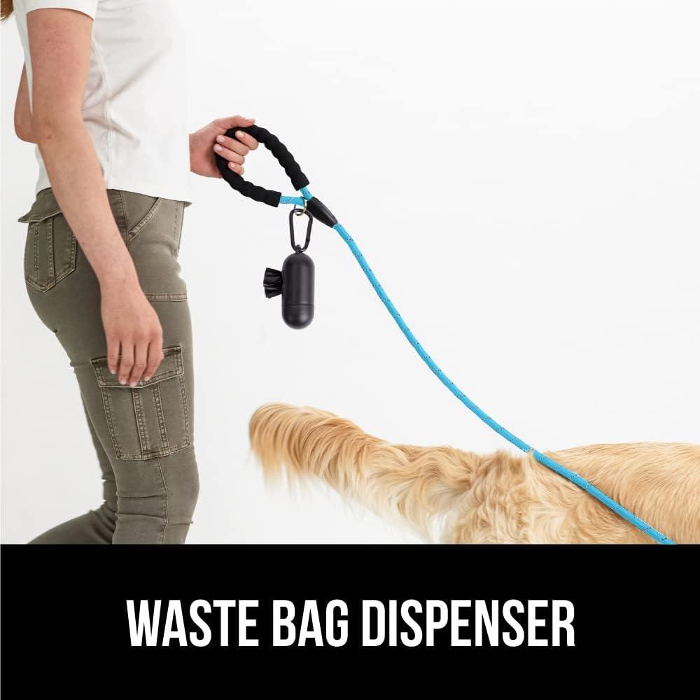 imageGORILLA GRIP Dog Leash Heavy Duty Reflective Rope Leashes for Large Medium Small Breed Dogs Puppy Training Essential for Walks Hikes Soft Handle Rotating Metal Clip Waste Bag Dispenser BlueBlue