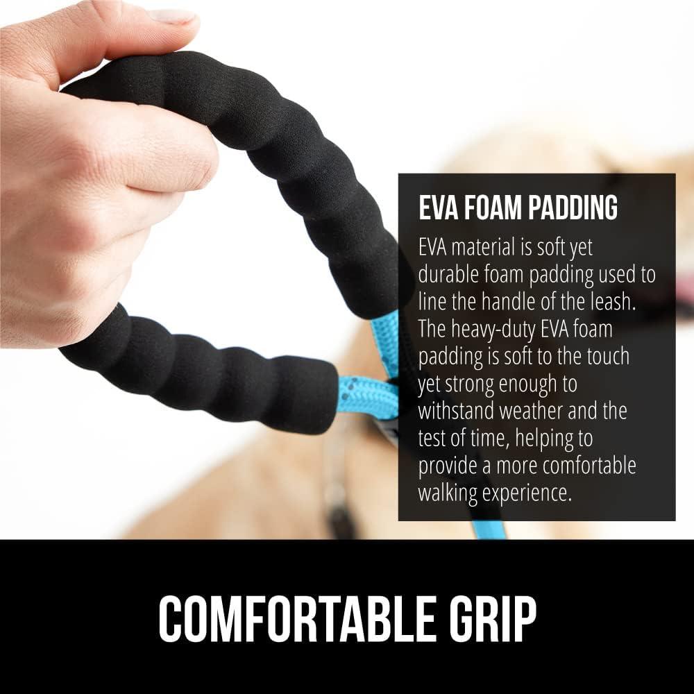 imageGORILLA GRIP Dog Leash Heavy Duty Reflective Rope Leashes for Large Medium Small Breed Dogs Puppy Training Essential for Walks Hikes Soft Handle Rotating Metal Clip Waste Bag Dispenser BlueBlue