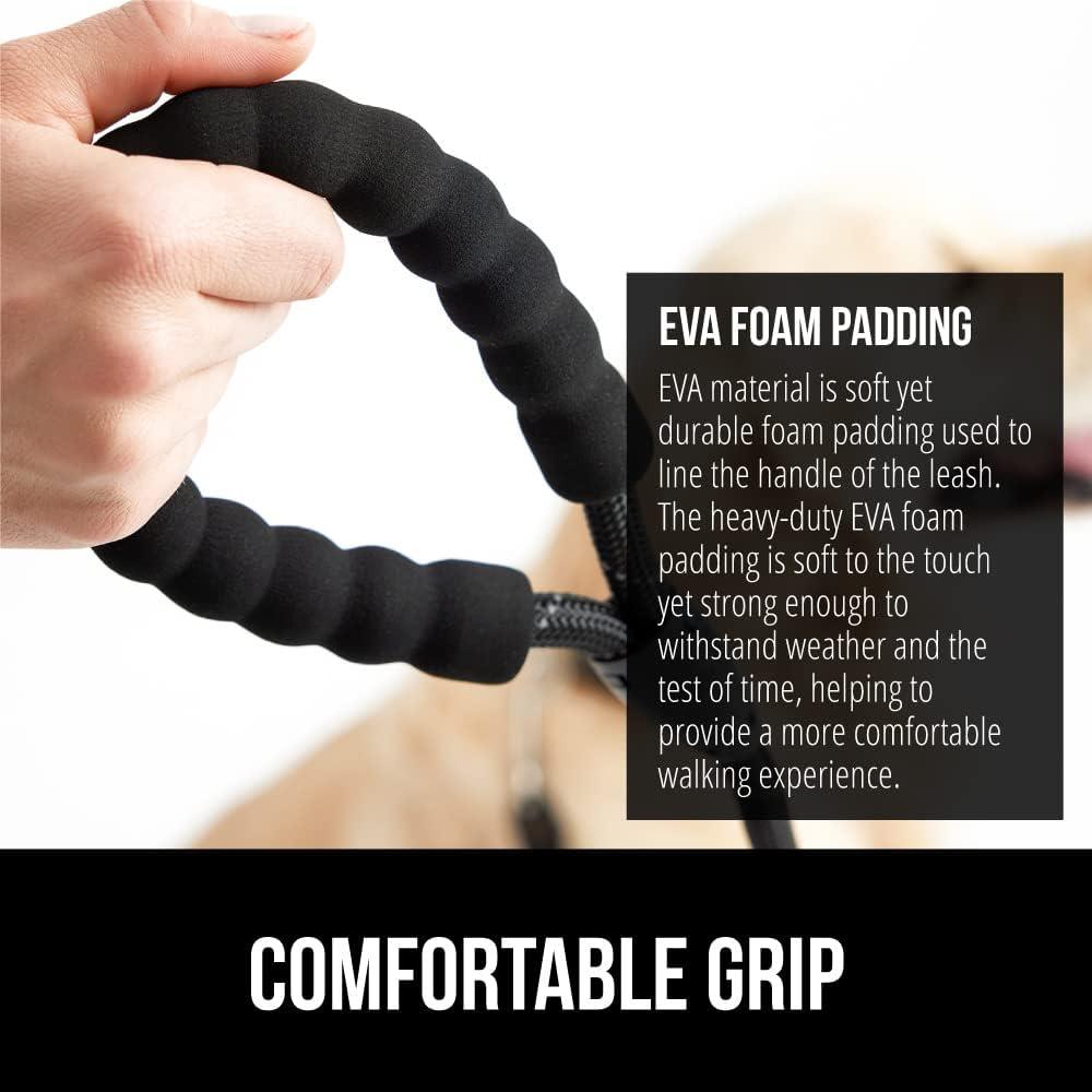imageGORILLA GRIP Dog Leash Heavy Duty Reflective Rope Leashes for Large Medium Small Breed Dogs Puppy Training Essential for Walks Hikes Soft Handle Rotating Metal Clip Waste Bag Dispenser BlueBlack