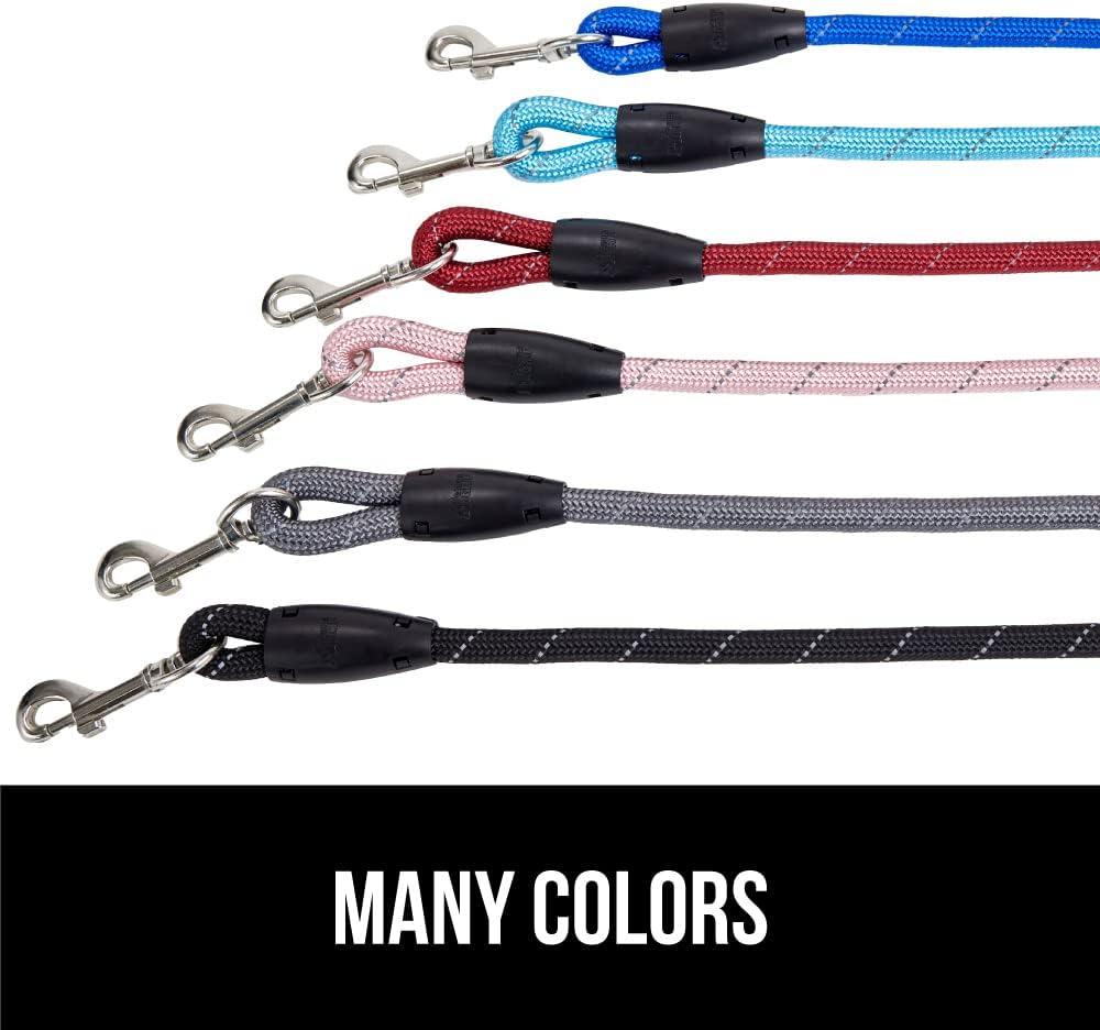 imageGORILLA GRIP Dog Leash Heavy Duty Reflective Rope Leashes for Large Medium Small Breed Dogs Puppy Training Essential for Walks Hikes Soft Handle Rotating Metal Clip Waste Bag Dispenser BlueBlack