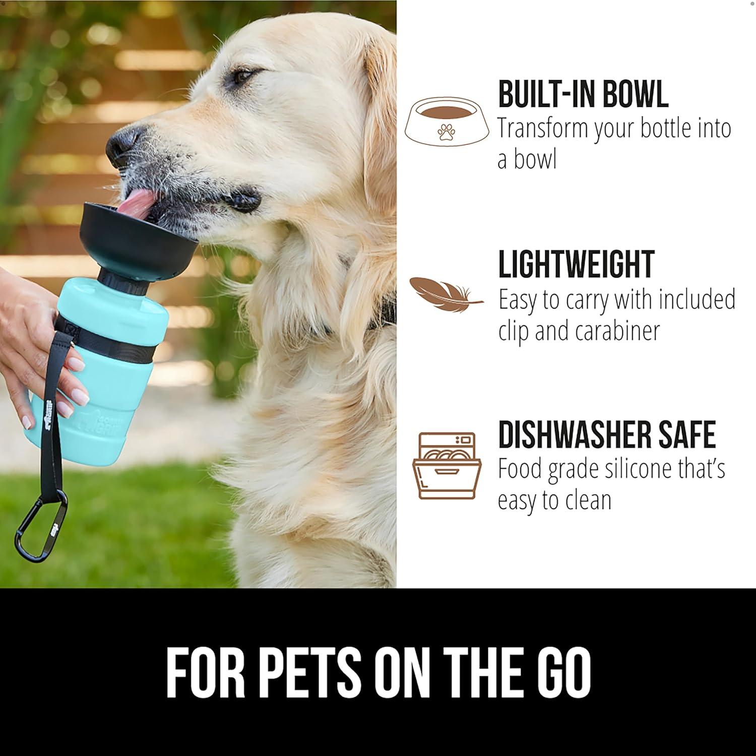 imageGORILLA GRIP Dog Water Bottle Portable Water Bowl Dispenser for Dogs 16 oz Leak Proof Pet Travel Squeeze Bottles Food Grade Silicone Pet Stocking to Go Puppy Essentials TurquoiseTurquoise