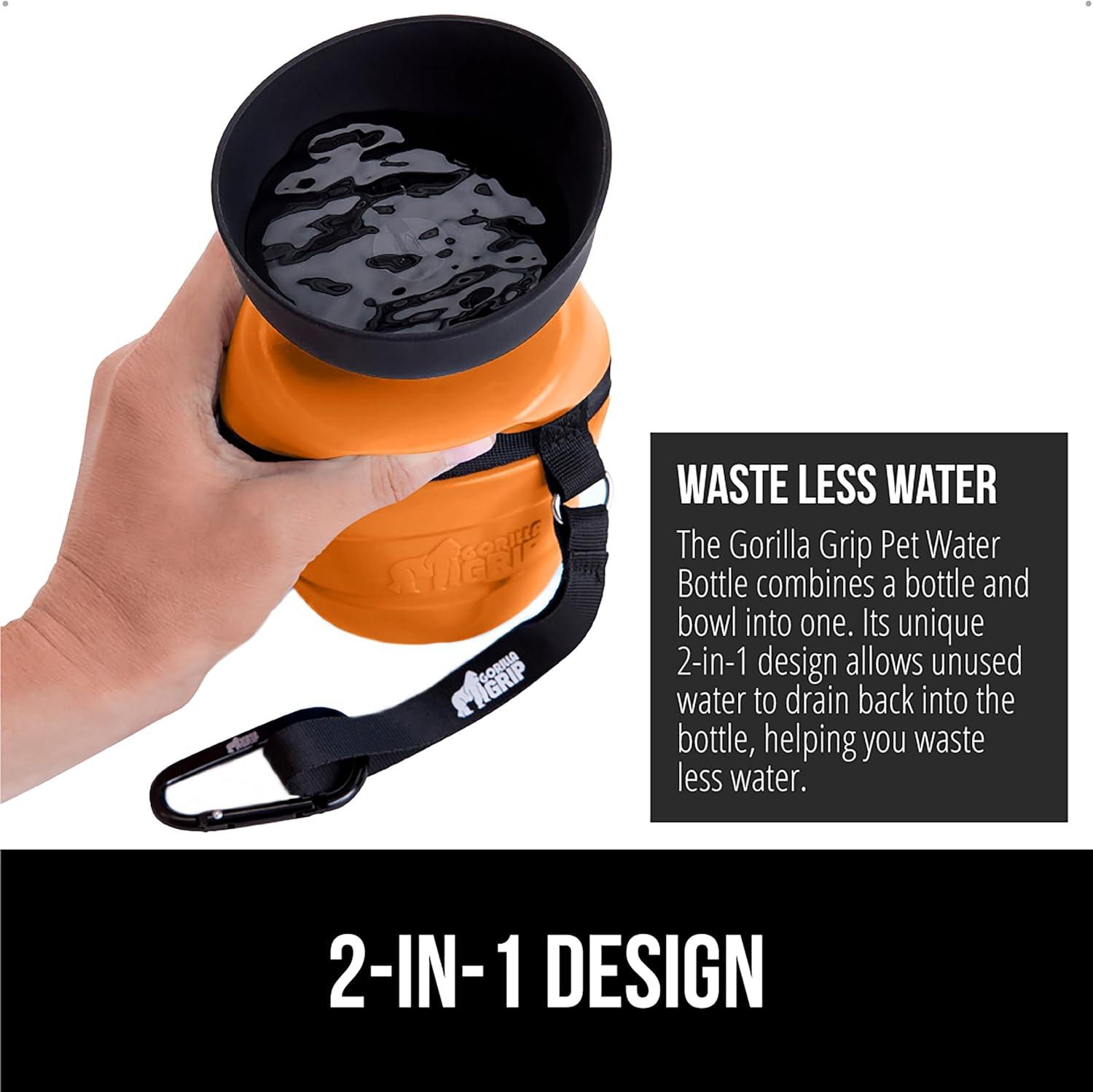 imageGORILLA GRIP Dog Water Bottle Portable Water Bowl Dispenser for Dogs 16 oz Leak Proof Pet Travel Squeeze Bottles Food Grade Silicone Pet Stocking to Go Puppy Essentials TurquoiseOrange