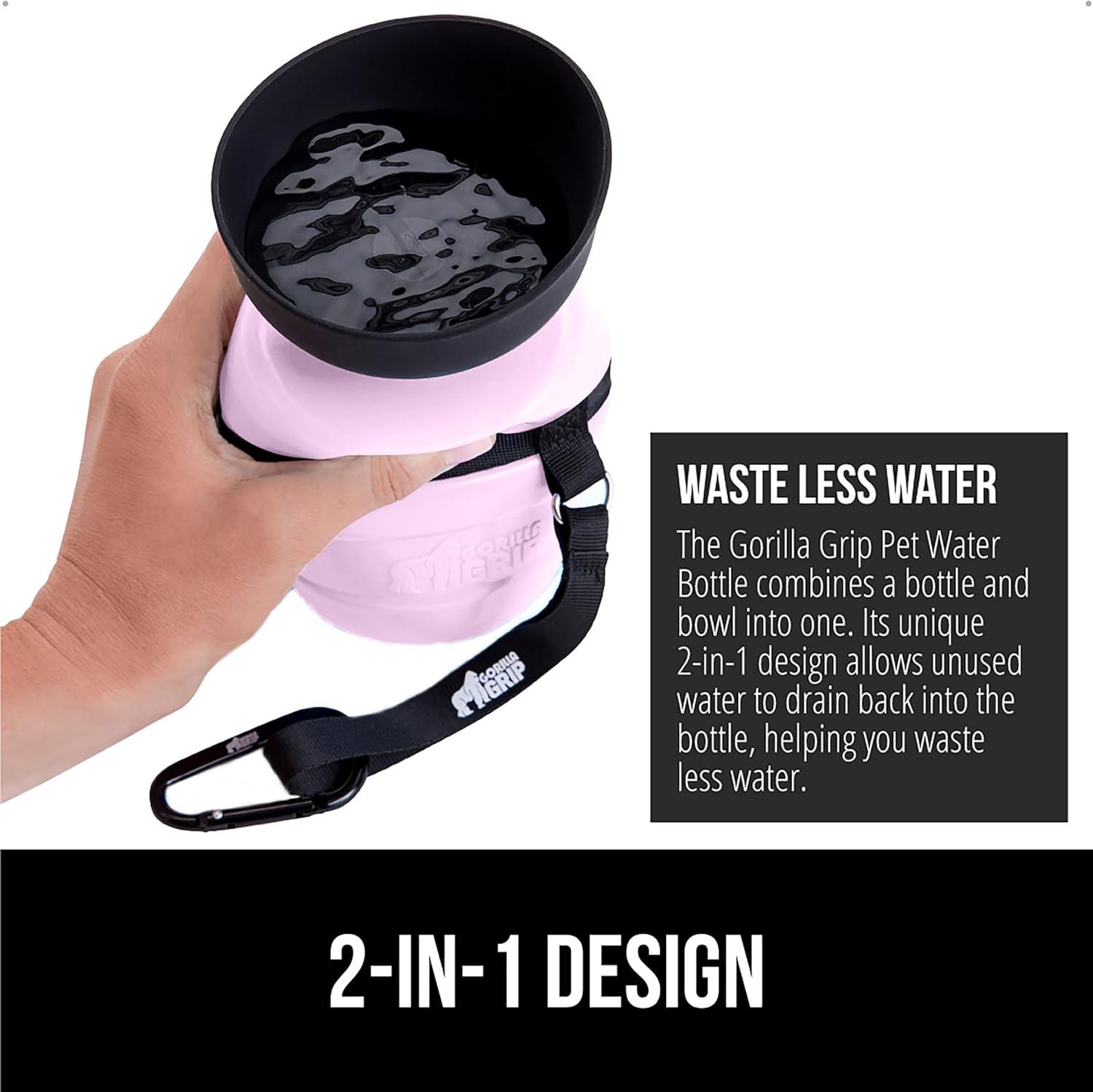 imageGORILLA GRIP Dog Water Bottle Portable Water Bowl Dispenser for Dogs 16 oz Leak Proof Pet Travel Squeeze Bottles Food Grade Silicone Pet Stocking to Go Puppy Essentials TurquoisePink