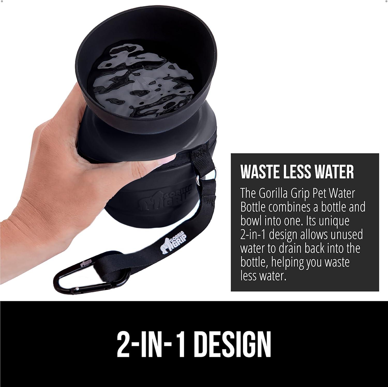 imageGORILLA GRIP Dog Water Bottle Portable Water Bowl Dispenser for Dogs 16 oz Leak Proof Pet Travel Squeeze Bottles Food Grade Silicone Pet Stocking to Go Puppy Essentials TurquoiseBlack