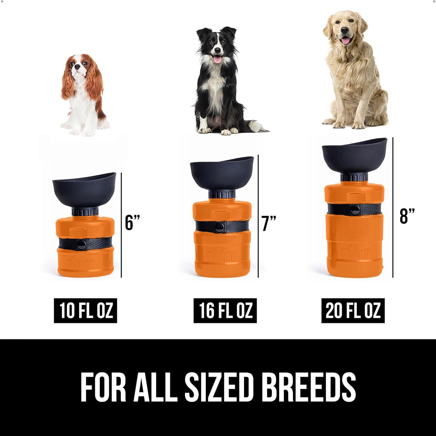 imageGORILLA GRIP Dog Water Bottle Portable Water Bowl Dispenser for Dogs 16 oz Leak Proof Pet Travel Squeeze Bottles Food Grade Silicone Pet Stocking to Go Puppy Essentials TurquoiseOrange