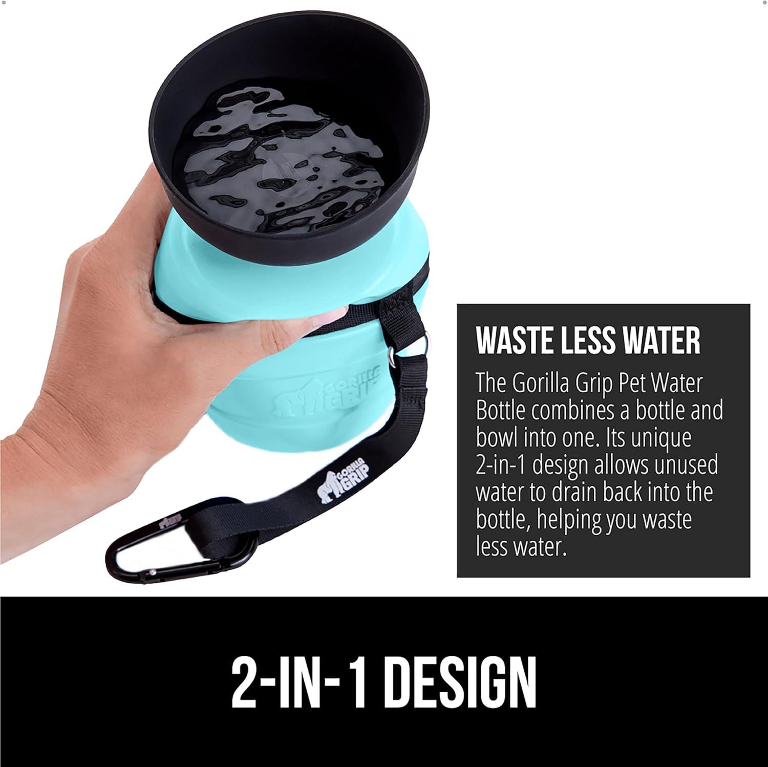 imageGORILLA GRIP Dog Water Bottle Portable Water Bowl Dispenser for Dogs 16 oz Leak Proof Pet Travel Squeeze Bottles Food Grade Silicone Pet Stocking to Go Puppy Essentials TurquoiseTurquoise