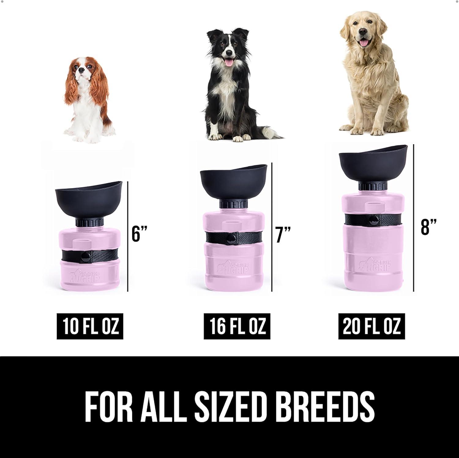 imageGORILLA GRIP Dog Water Bottle Portable Water Bowl Dispenser for Dogs 16 oz Leak Proof Pet Travel Squeeze Bottles Food Grade Silicone Pet Stocking to Go Puppy Essentials TurquoisePink