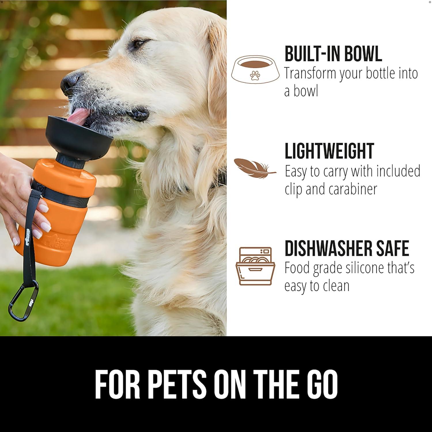 imageGORILLA GRIP Dog Water Bottle Portable Water Bowl Dispenser for Dogs 16 oz Leak Proof Pet Travel Squeeze Bottles Food Grade Silicone Pet Stocking to Go Puppy Essentials TurquoiseOrange