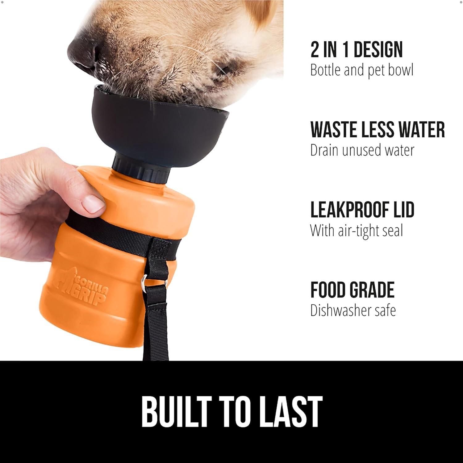imageGORILLA GRIP Dog Water Bottle Portable Water Bowl Dispenser for Dogs 16 oz Leak Proof Pet Travel Squeeze Bottles Food Grade Silicone Pet Stocking to Go Puppy Essentials TurquoiseOrange