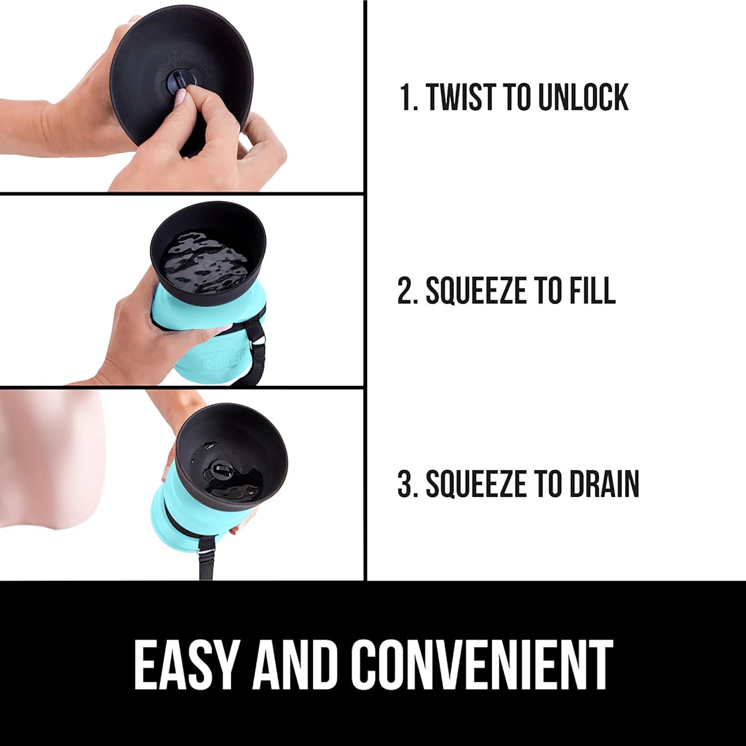 imageGORILLA GRIP Dog Water Bottle Portable Water Bowl Dispenser for Dogs 16 oz Leak Proof Pet Travel Squeeze Bottles Food Grade Silicone Pet Stocking to Go Puppy Essentials TurquoiseTurquoise