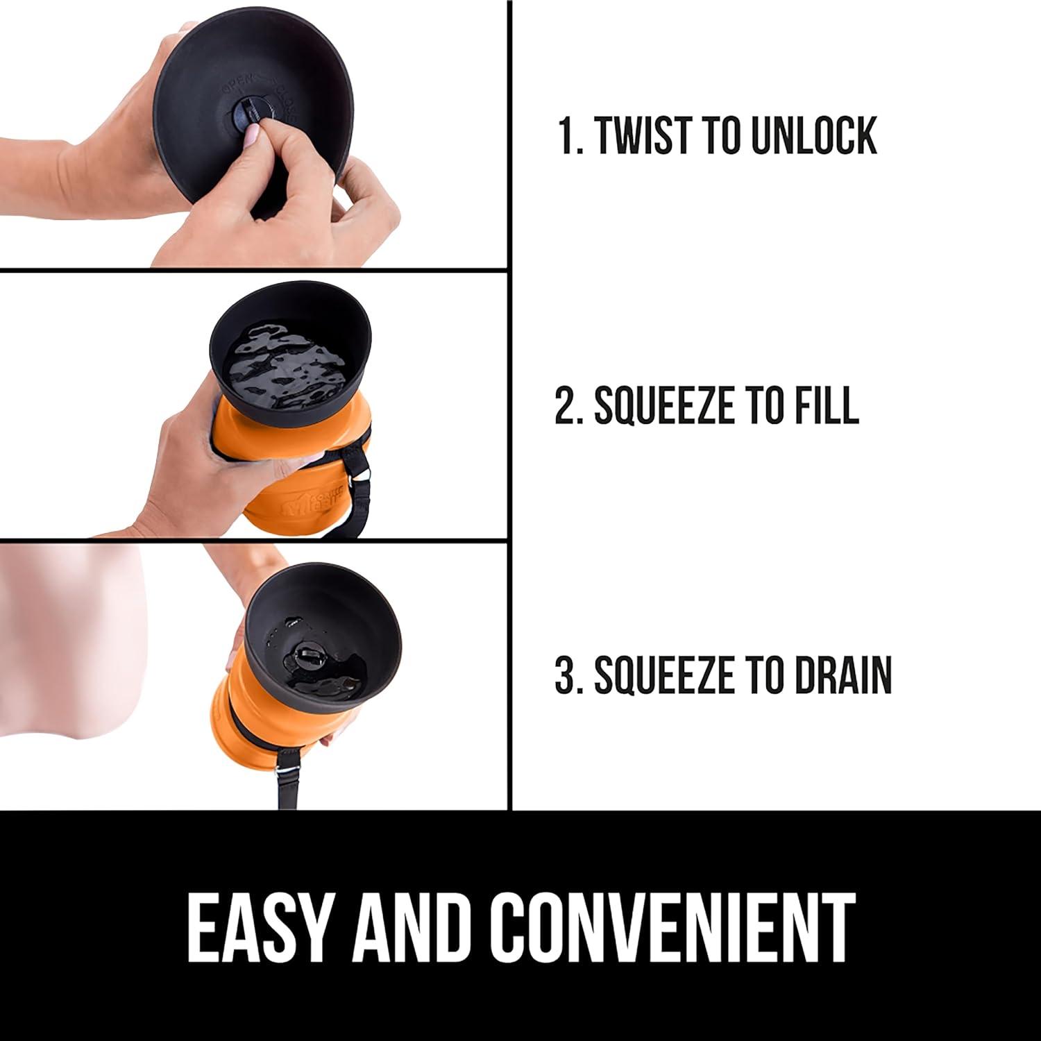 imageGORILLA GRIP Dog Water Bottle Portable Water Bowl Dispenser for Dogs 16 oz Leak Proof Pet Travel Squeeze Bottles Food Grade Silicone Pet Stocking to Go Puppy Essentials TurquoiseOrange