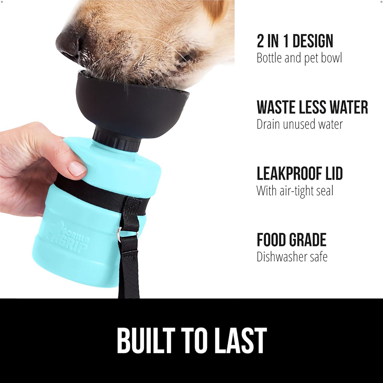 imageGORILLA GRIP Dog Water Bottle Portable Water Bowl Dispenser for Dogs 16 oz Leak Proof Pet Travel Squeeze Bottles Food Grade Silicone Pet Stocking to Go Puppy Essentials TurquoiseTurquoise