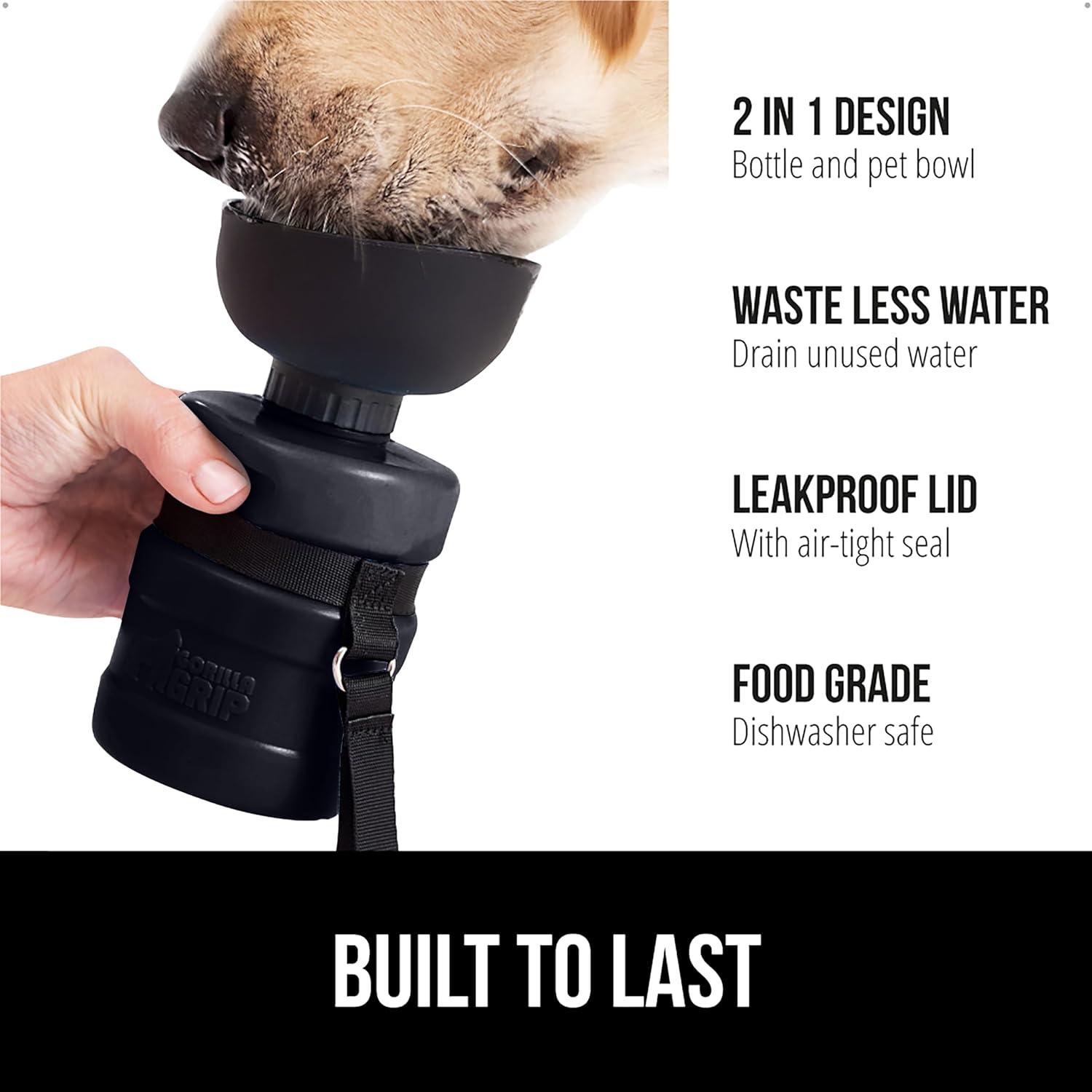 imageGORILLA GRIP Dog Water Bottle Portable Water Bowl Dispenser for Dogs 16 oz Leak Proof Pet Travel Squeeze Bottles Food Grade Silicone Pet Stocking to Go Puppy Essentials TurquoiseBlack