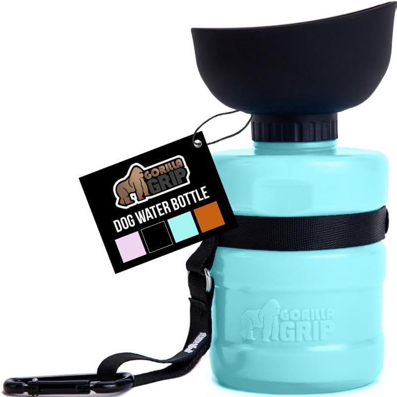 imageGORILLA GRIP Dog Water Bottle Portable Water Bowl Dispenser for Dogs 16 oz Leak Proof Pet Travel Squeeze Bottles Food Grade Silicone Pet Stocking to Go Puppy Essentials TurquoiseTurquoise