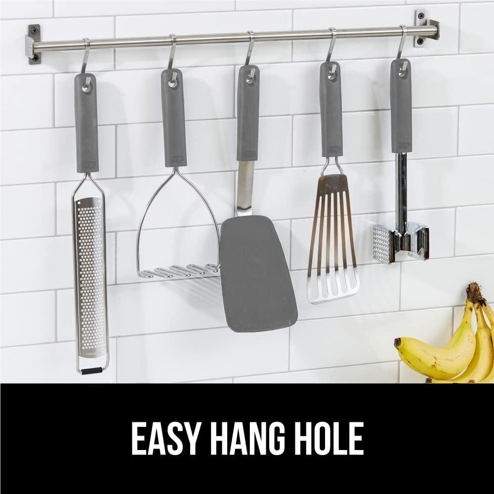 imageGORILLA GRIP Food Grade Flexible Silicone Spatula Heat Resistant Head for Nonstick Frying Pan Patented Soft Rubber Handle for Comfort NonScratch Kitchen Turner Flip Eggs Burgers 116 in BlackGray