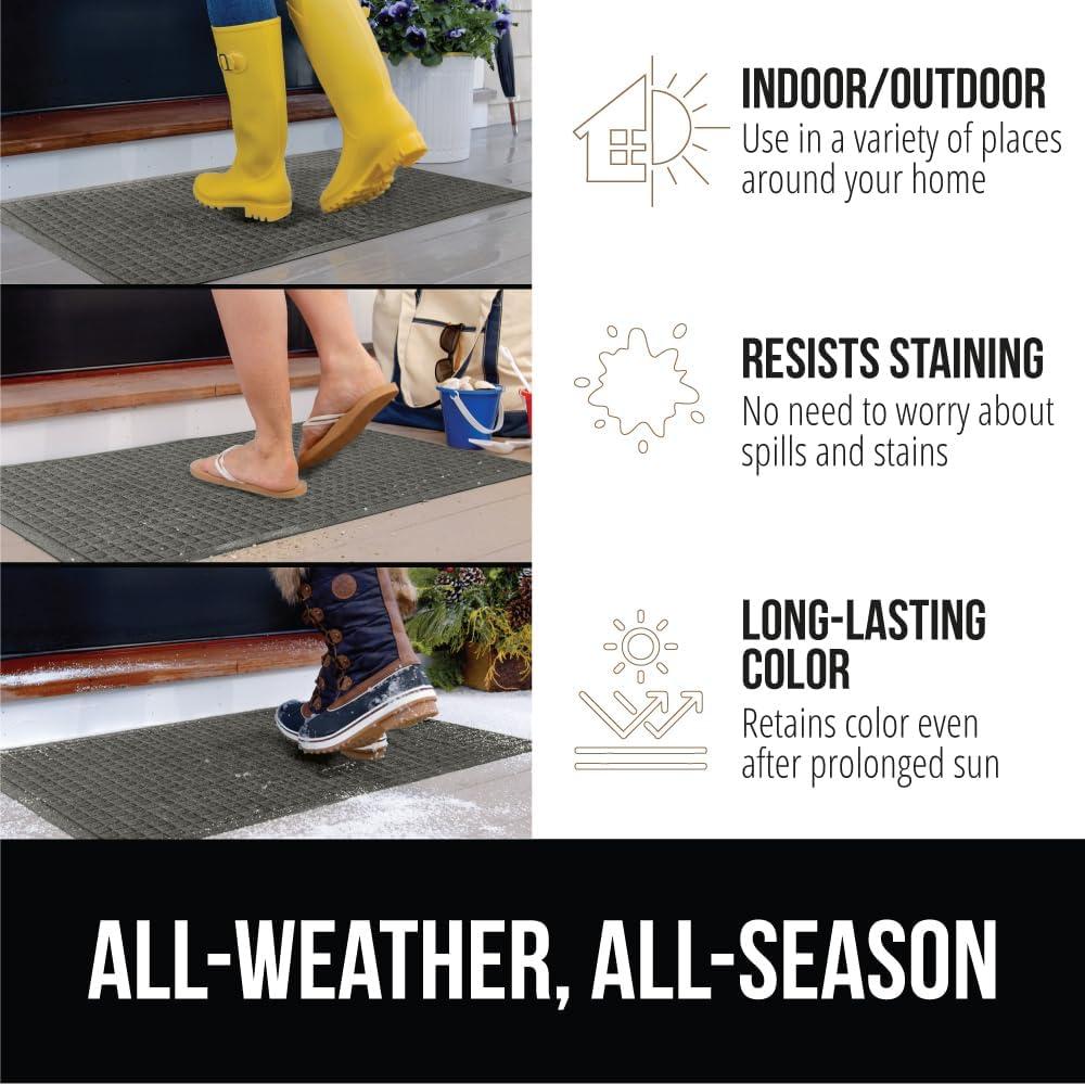 imageGORILLA GRIP Front Door Mat Indoor Outdoor Ultra Absorbent HydroAbsorb Doormat Absorbs Up to 17 Cups of Water Stain and Fade Resistant Rubber Backing Doormats Captures Dirt 29x17 GreyGrey