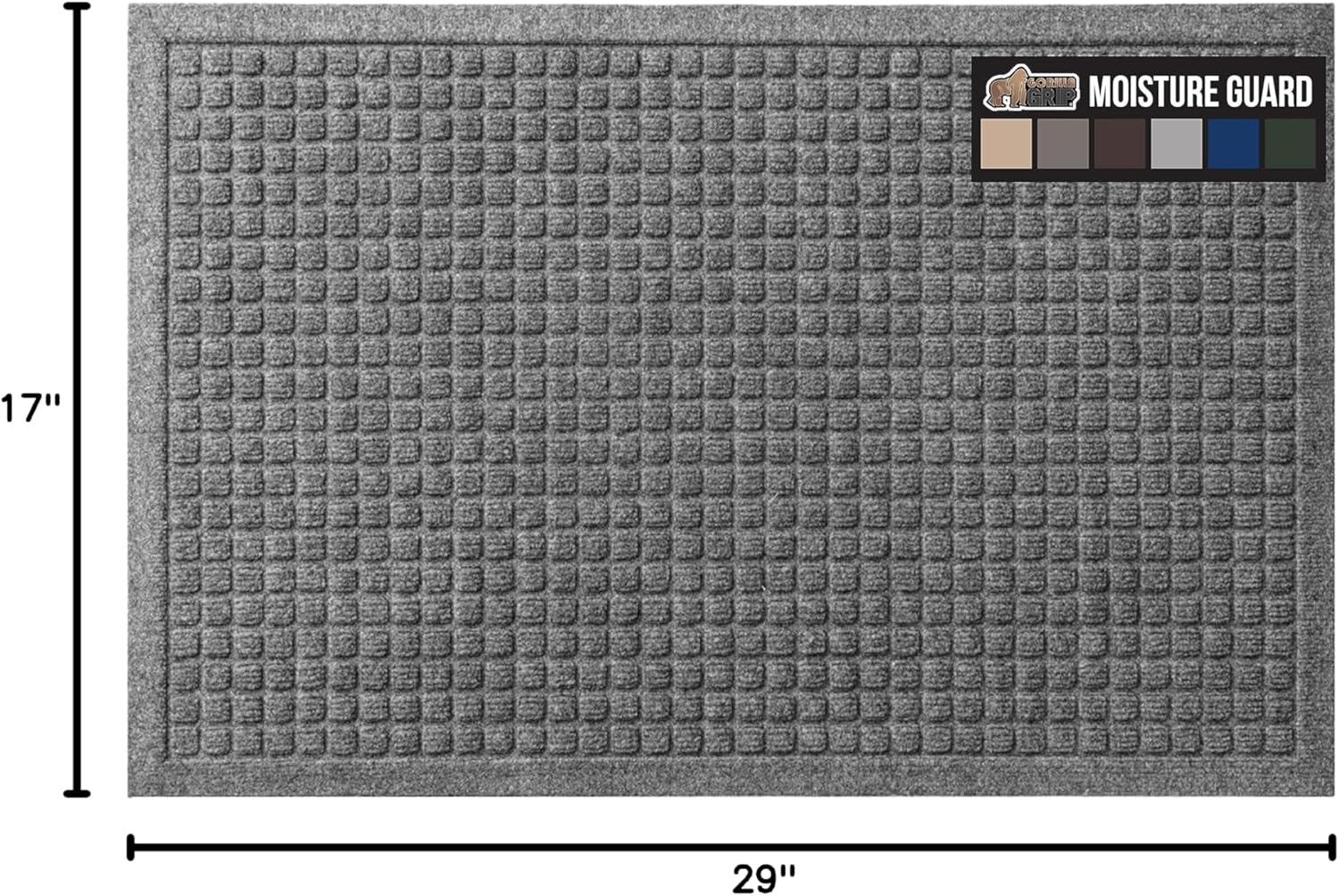 imageGORILLA GRIP Front Door Mat Indoor Outdoor Ultra Absorbent HydroAbsorb Doormat Absorbs Up to 17 Cups of Water Stain and Fade Resistant Rubber Backing Doormats Captures Dirt 29x17 GreyGrey