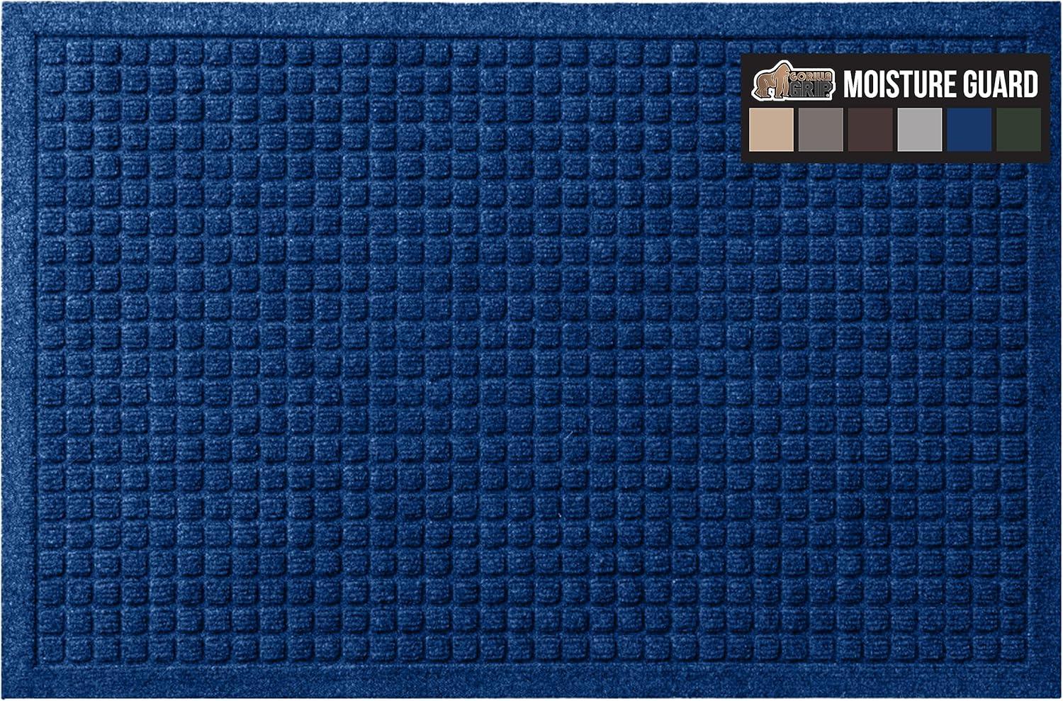 imageGORILLA GRIP Front Door Mat Indoor Outdoor Ultra Absorbent HydroAbsorb Doormat Absorbs Up to 17 Cups of Water Stain and Fade Resistant Rubber Backing Doormats Captures Dirt 29x17 GreyBlue