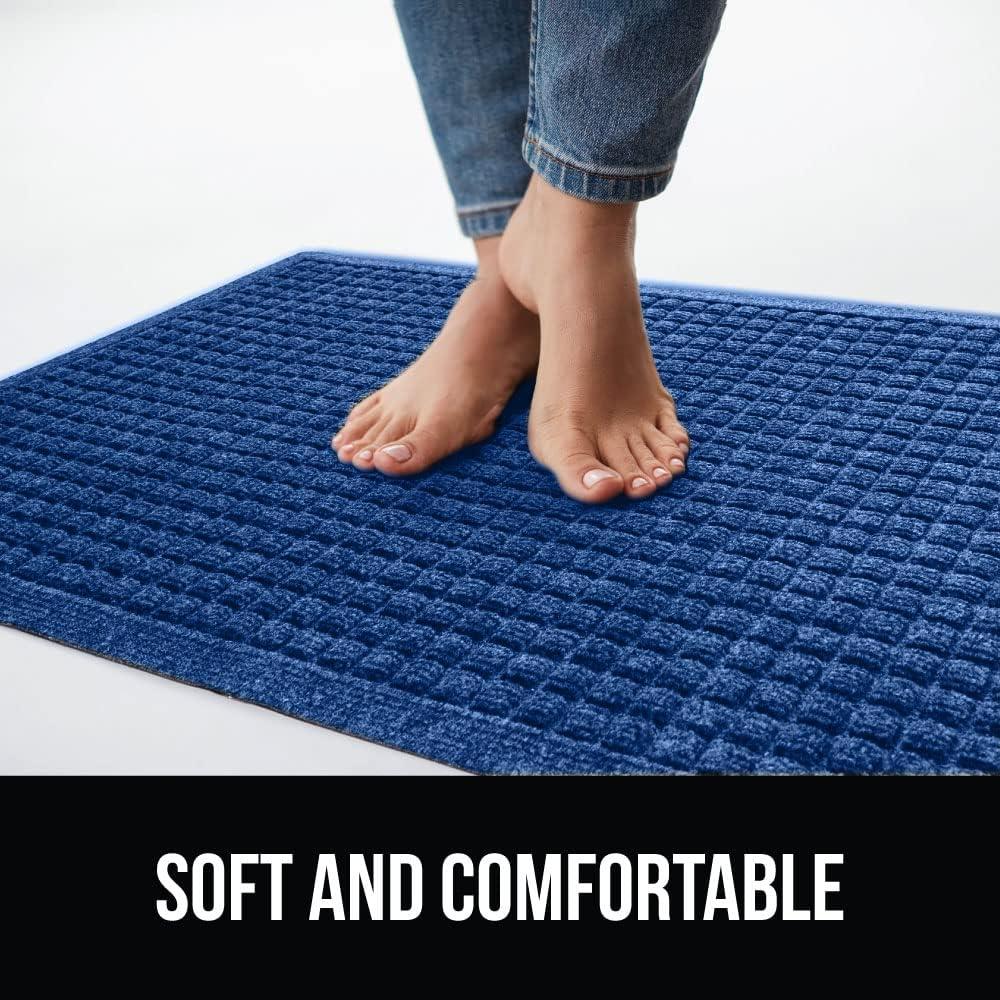 imageGORILLA GRIP Front Door Mat Indoor Outdoor Ultra Absorbent HydroAbsorb Doormat Absorbs Up to 17 Cups of Water Stain and Fade Resistant Rubber Backing Doormats Captures Dirt 29x17 GreyBlue