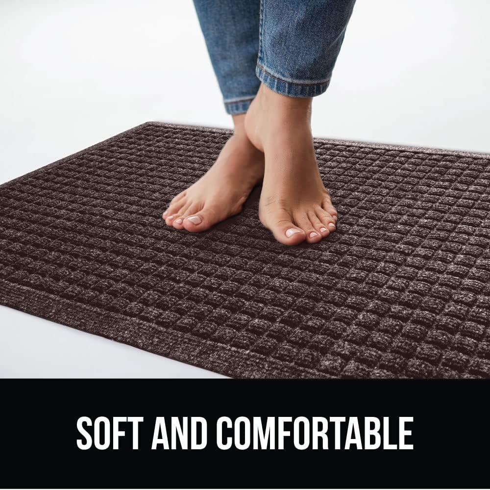 imageGORILLA GRIP Front Door Mat Indoor Outdoor Ultra Absorbent HydroAbsorb Doormat Absorbs Up to 17 Cups of Water Stain and Fade Resistant Rubber Backing Doormats Captures Dirt 29x17 GreyCoffee
