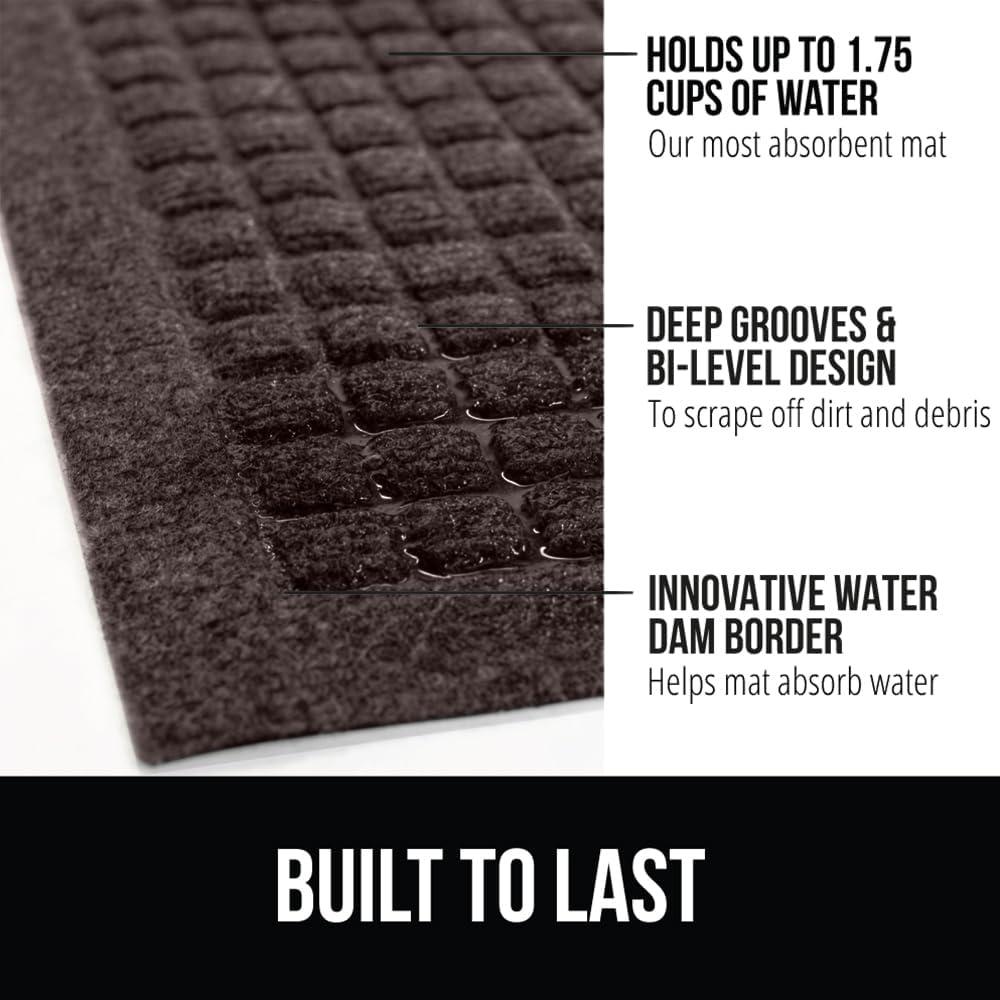 imageGORILLA GRIP Front Door Mat Indoor Outdoor Ultra Absorbent HydroAbsorb Doormat Absorbs Up to 17 Cups of Water Stain and Fade Resistant Rubber Backing Doormats Captures Dirt 29x17 GreyCoffee