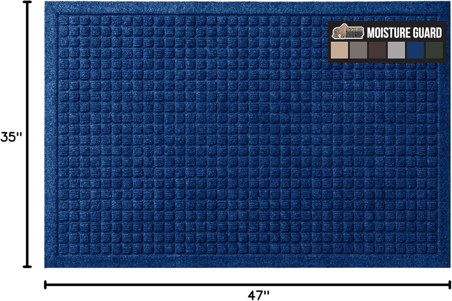 imageGORILLA GRIP Front Door Mat Indoor Outdoor Ultra Absorbent HydroAbsorb Doormat Absorbs Up to 17 Cups of Water Stain and Fade Resistant Rubber Backing Doormats Captures Dirt 29x17 GreyBlue