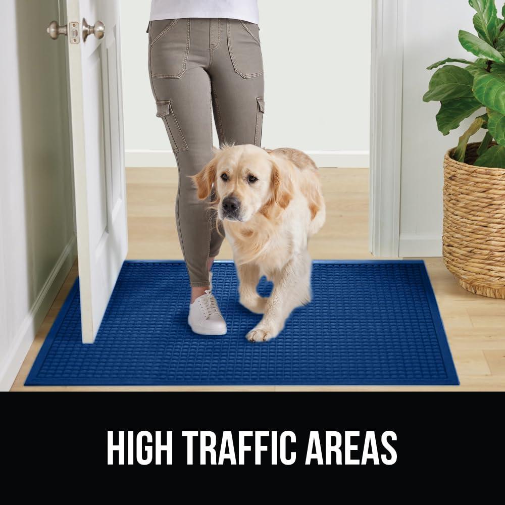 imageGORILLA GRIP Front Door Mat Indoor Outdoor Ultra Absorbent HydroAbsorb Doormat Absorbs Up to 17 Cups of Water Stain and Fade Resistant Rubber Backing Doormats Captures Dirt 29x17 GreyBlue