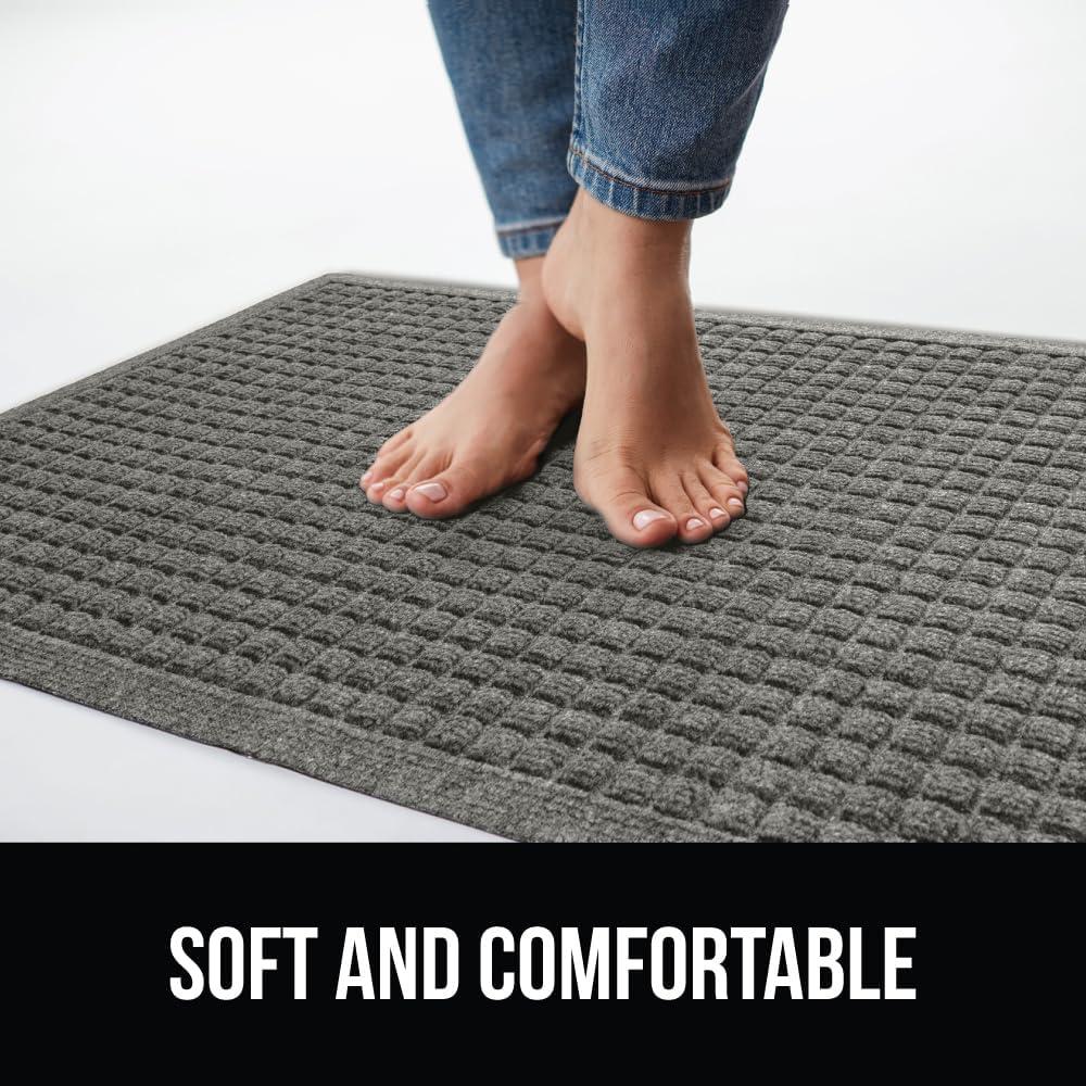 imageGORILLA GRIP Front Door Mat Indoor Outdoor Ultra Absorbent HydroAbsorb Doormat Absorbs Up to 17 Cups of Water Stain and Fade Resistant Rubber Backing Doormats Captures Dirt 29x17 GreyGrey