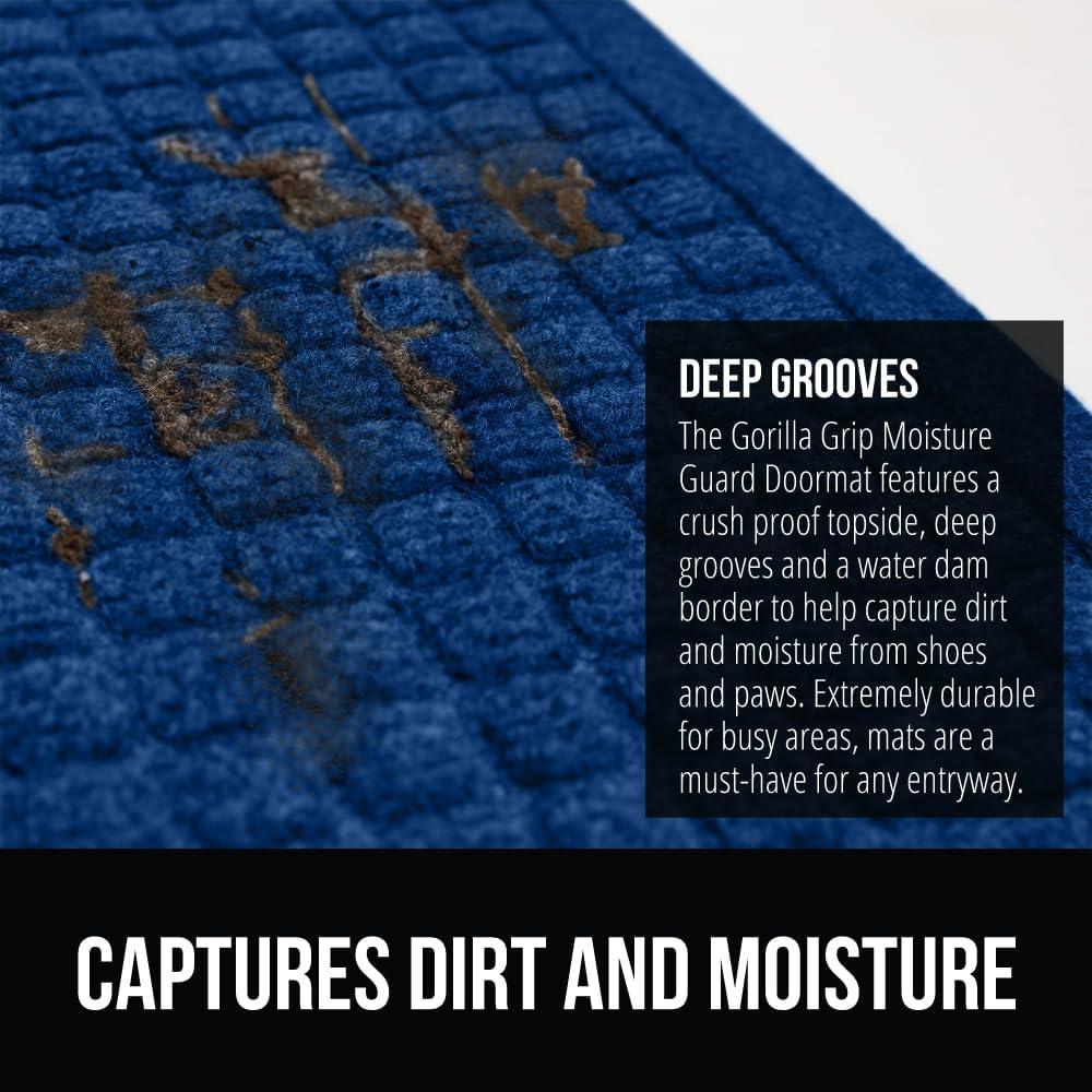 imageGORILLA GRIP Front Door Mat Indoor Outdoor Ultra Absorbent HydroAbsorb Doormat Absorbs Up to 17 Cups of Water Stain and Fade Resistant Rubber Backing Doormats Captures Dirt 29x17 GreyBlue