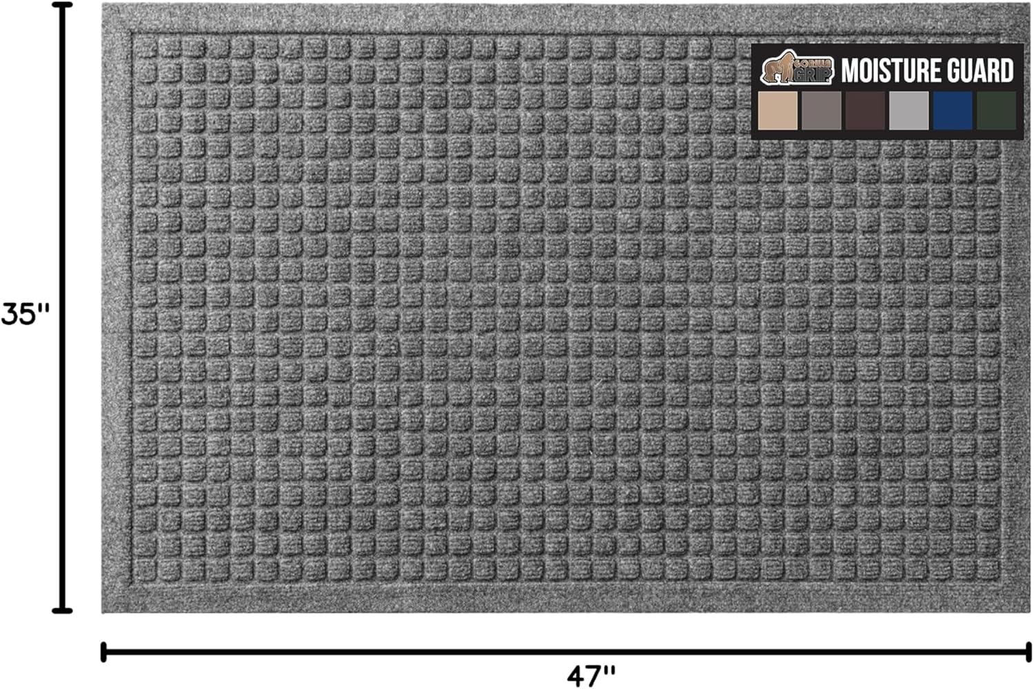 imageGORILLA GRIP Front Door Mat Indoor Outdoor Ultra Absorbent HydroAbsorb Doormat Absorbs Up to 17 Cups of Water Stain and Fade Resistant Rubber Backing Doormats Captures Dirt 29x17 GreyGrey