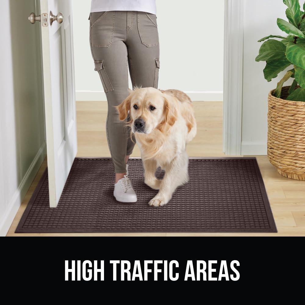 imageGORILLA GRIP Front Door Mat Indoor Outdoor Ultra Absorbent HydroAbsorb Doormat Absorbs Up to 17 Cups of Water Stain and Fade Resistant Rubber Backing Doormats Captures Dirt 29x17 GreyCoffee