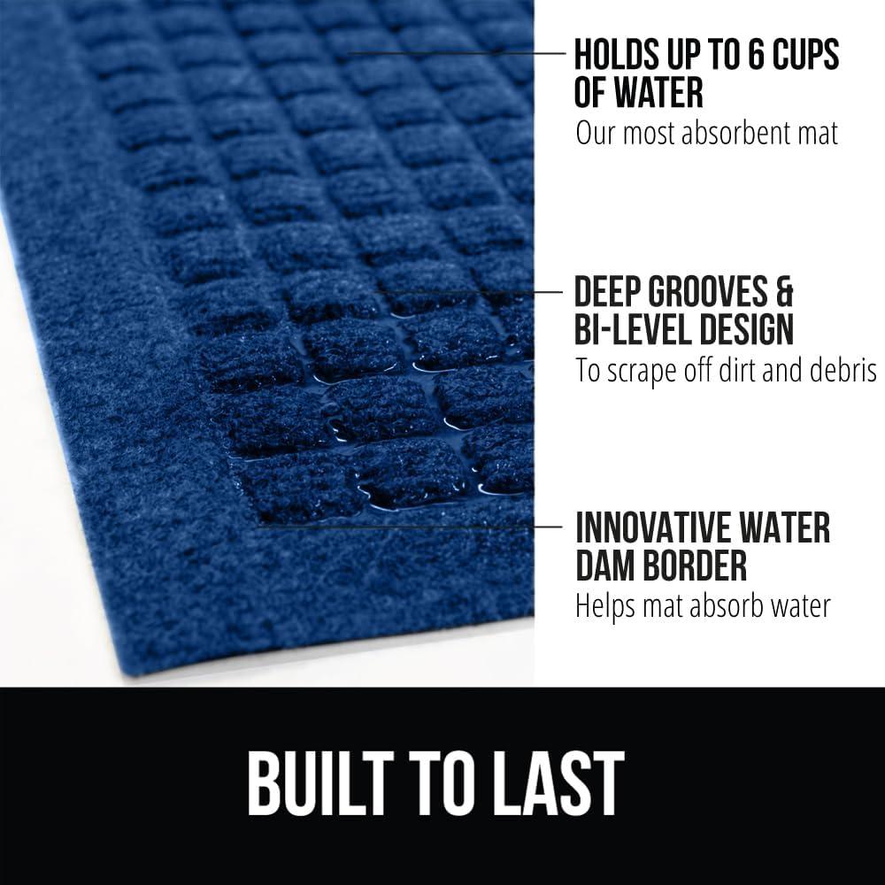 imageGORILLA GRIP Front Door Mat Indoor Outdoor Ultra Absorbent HydroAbsorb Doormat Absorbs Up to 17 Cups of Water Stain and Fade Resistant Rubber Backing Doormats Captures Dirt 29x17 GreyBlue