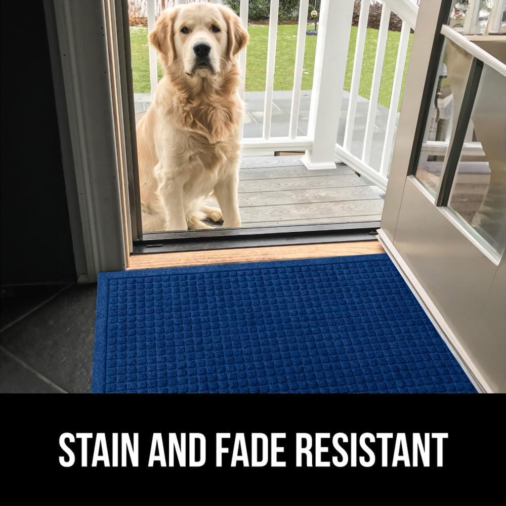imageGORILLA GRIP Front Door Mat Indoor Outdoor Ultra Absorbent HydroAbsorb Doormat Absorbs Up to 17 Cups of Water Stain and Fade Resistant Rubber Backing Doormats Captures Dirt 29x17 GreyBlue