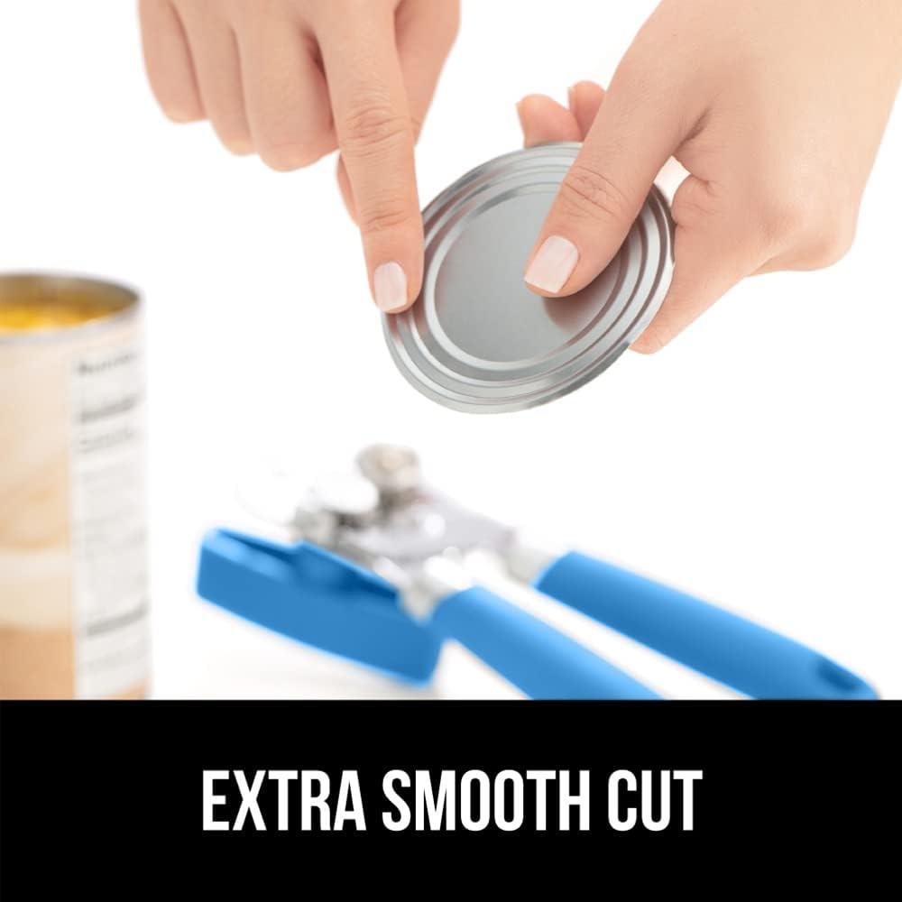 imageGORILLA GRIP Heavy Duty Stainless Steel Smooth Edge Manual Can Opener and Bottle Openers Soft Comfortable Handle Oversized Handheld Turn Knob US Designed Multifunctional Kitchen Tool BlackAqua