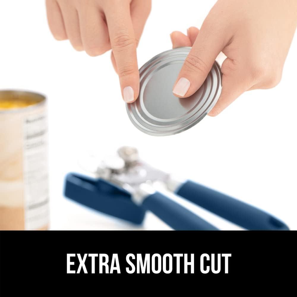 imageGORILLA GRIP Heavy Duty Stainless Steel Smooth Edge Manual Can Opener and Bottle Openers Soft Comfortable Handle Oversized Handheld Turn Knob US Designed Multifunctional Kitchen Tool BlackBlue