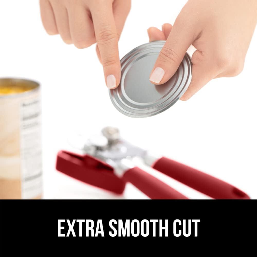 imageGORILLA GRIP Heavy Duty Stainless Steel Smooth Edge Manual Can Opener and Bottle Openers Soft Comfortable Handle Oversized Handheld Turn Knob US Designed Multifunctional Kitchen Tool BlackRed