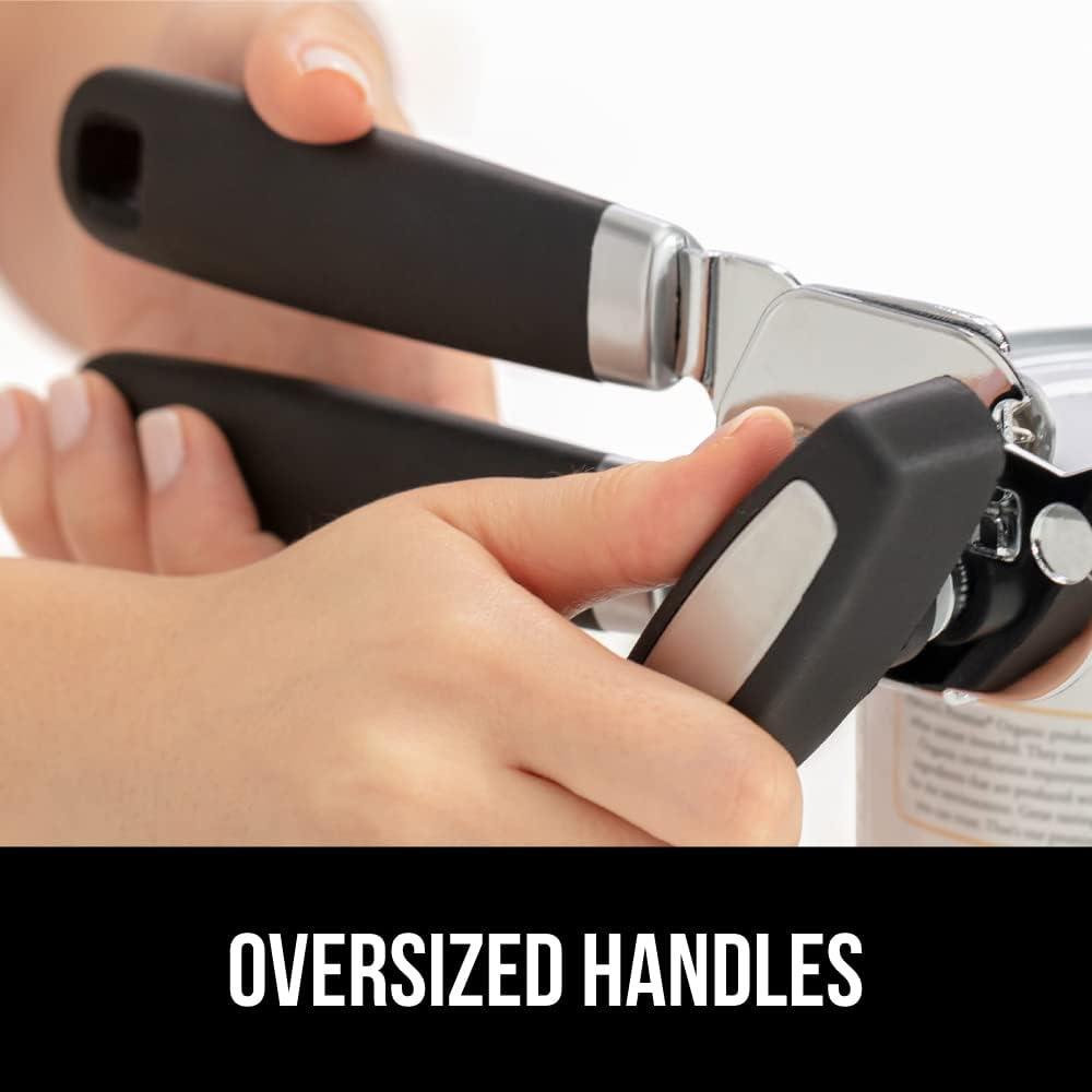 imageGORILLA GRIP Heavy Duty Stainless Steel Smooth Edge Manual Can Opener and Bottle Openers Soft Comfortable Handle Oversized Handheld Turn Knob US Designed Multifunctional Kitchen Tool BlackBlack