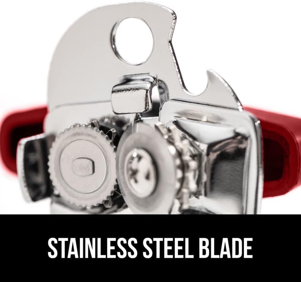imageGORILLA GRIP Heavy Duty Stainless Steel Smooth Edge Manual Can Opener and Bottle Openers Soft Comfortable Handle Oversized Handheld Turn Knob US Designed Multifunctional Kitchen Tool BlackRed