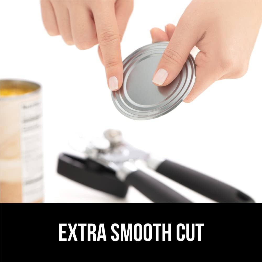 imageGORILLA GRIP Heavy Duty Stainless Steel Smooth Edge Manual Can Opener and Bottle Openers Soft Comfortable Handle Oversized Handheld Turn Knob US Designed Multifunctional Kitchen Tool BlackBlack