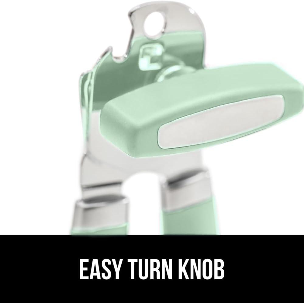 imageGORILLA GRIP Heavy Duty Stainless Steel Smooth Edge Manual Can Opener and Bottle Openers Soft Comfortable Handle Oversized Handheld Turn Knob US Designed Multifunctional Kitchen Tool BlackMint
