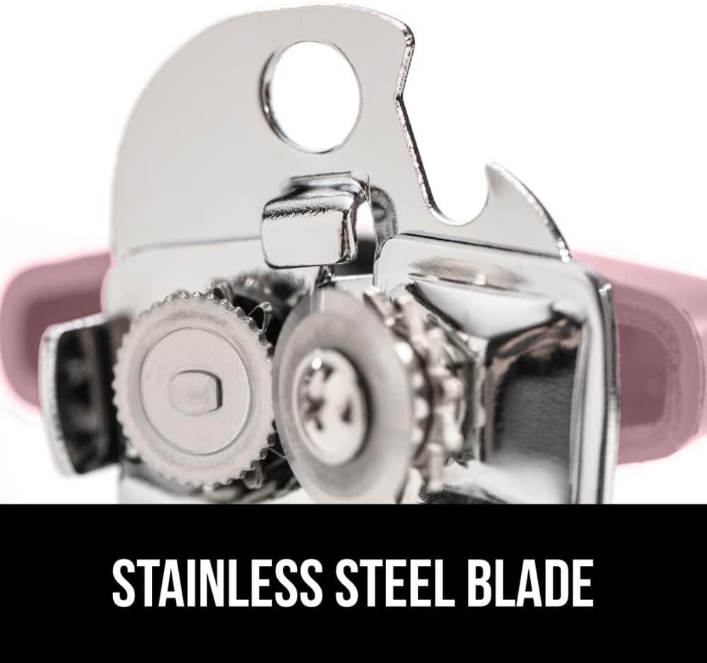imageGORILLA GRIP Heavy Duty Stainless Steel Smooth Edge Manual Can Opener and Bottle Openers Soft Comfortable Handle Oversized Handheld Turn Knob US Designed Multifunctional Kitchen Tool BlackPink