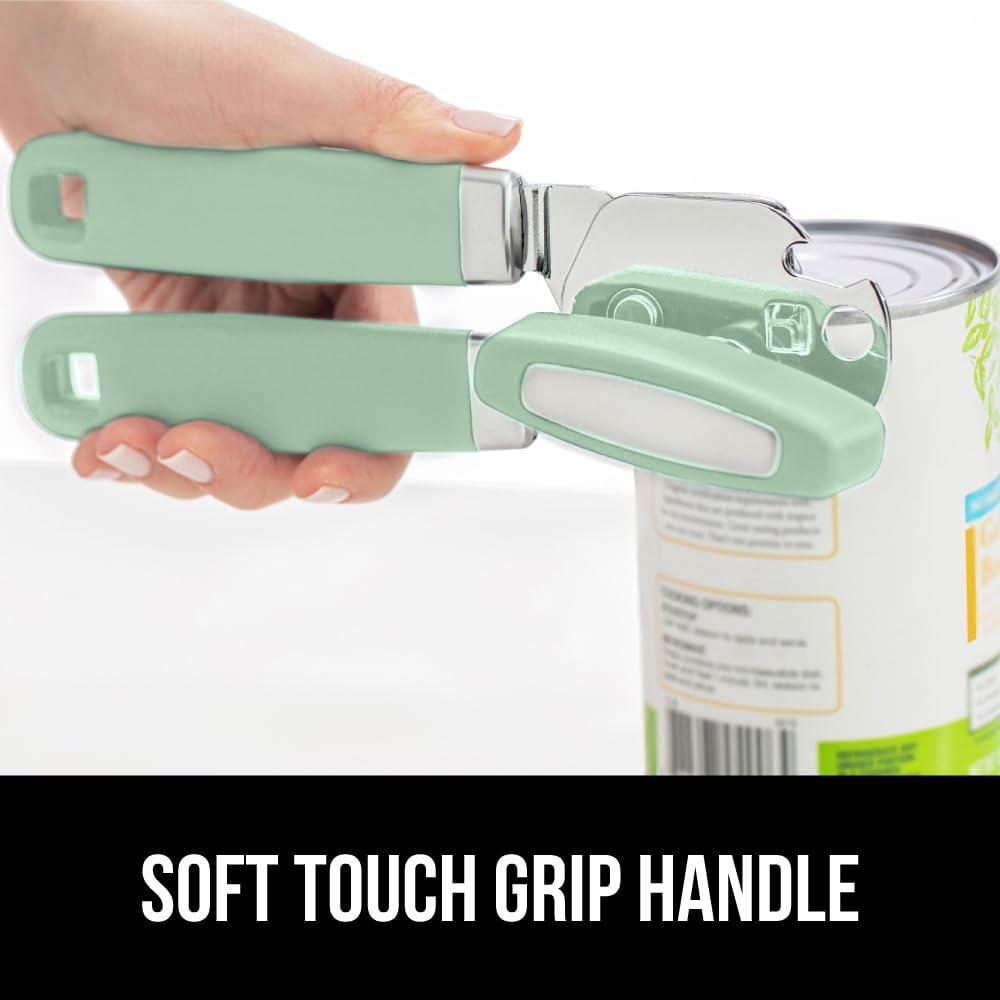 imageGORILLA GRIP Heavy Duty Stainless Steel Smooth Edge Manual Can Opener and Bottle Openers Soft Comfortable Handle Oversized Handheld Turn Knob US Designed Multifunctional Kitchen Tool BlackMint