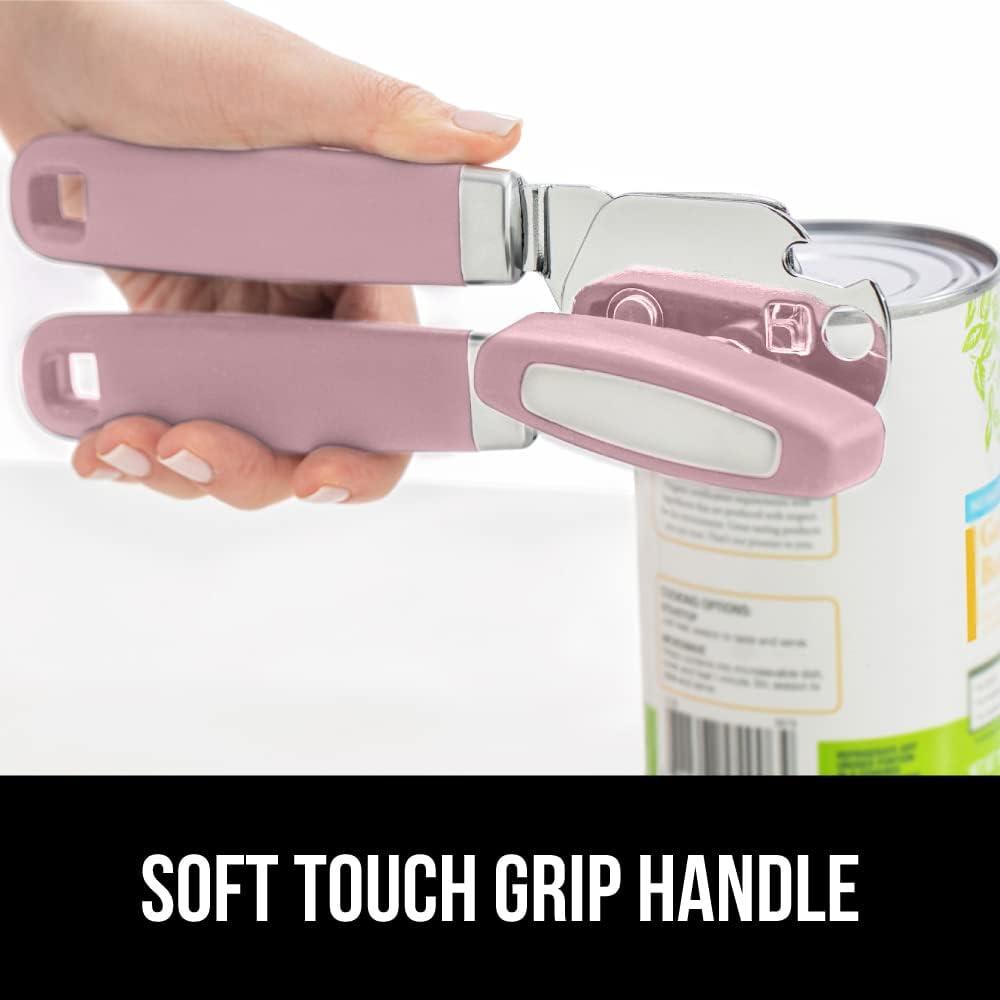 imageGORILLA GRIP Heavy Duty Stainless Steel Smooth Edge Manual Can Opener and Bottle Openers Soft Comfortable Handle Oversized Handheld Turn Knob US Designed Multifunctional Kitchen Tool BlackPink