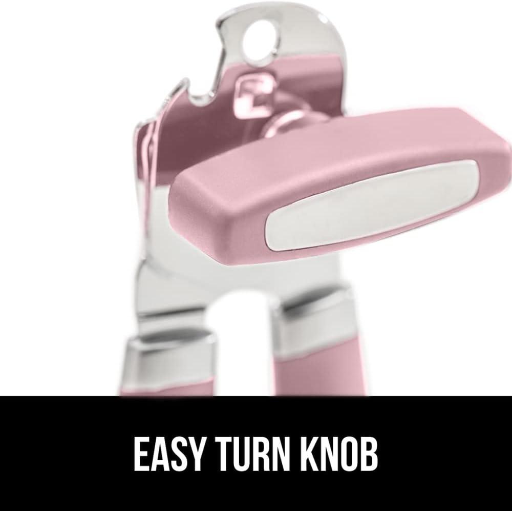 imageGORILLA GRIP Heavy Duty Stainless Steel Smooth Edge Manual Can Opener and Bottle Openers Soft Comfortable Handle Oversized Handheld Turn Knob US Designed Multifunctional Kitchen Tool BlackPink