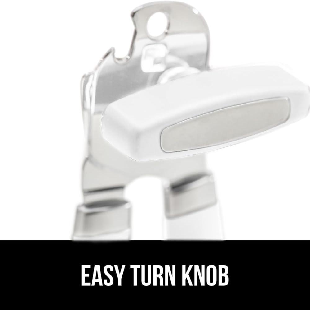 imageGORILLA GRIP Heavy Duty Stainless Steel Smooth Edge Manual Can Opener and Bottle Openers Soft Comfortable Handle Oversized Handheld Turn Knob US Designed Multifunctional Kitchen Tool BlackWhite