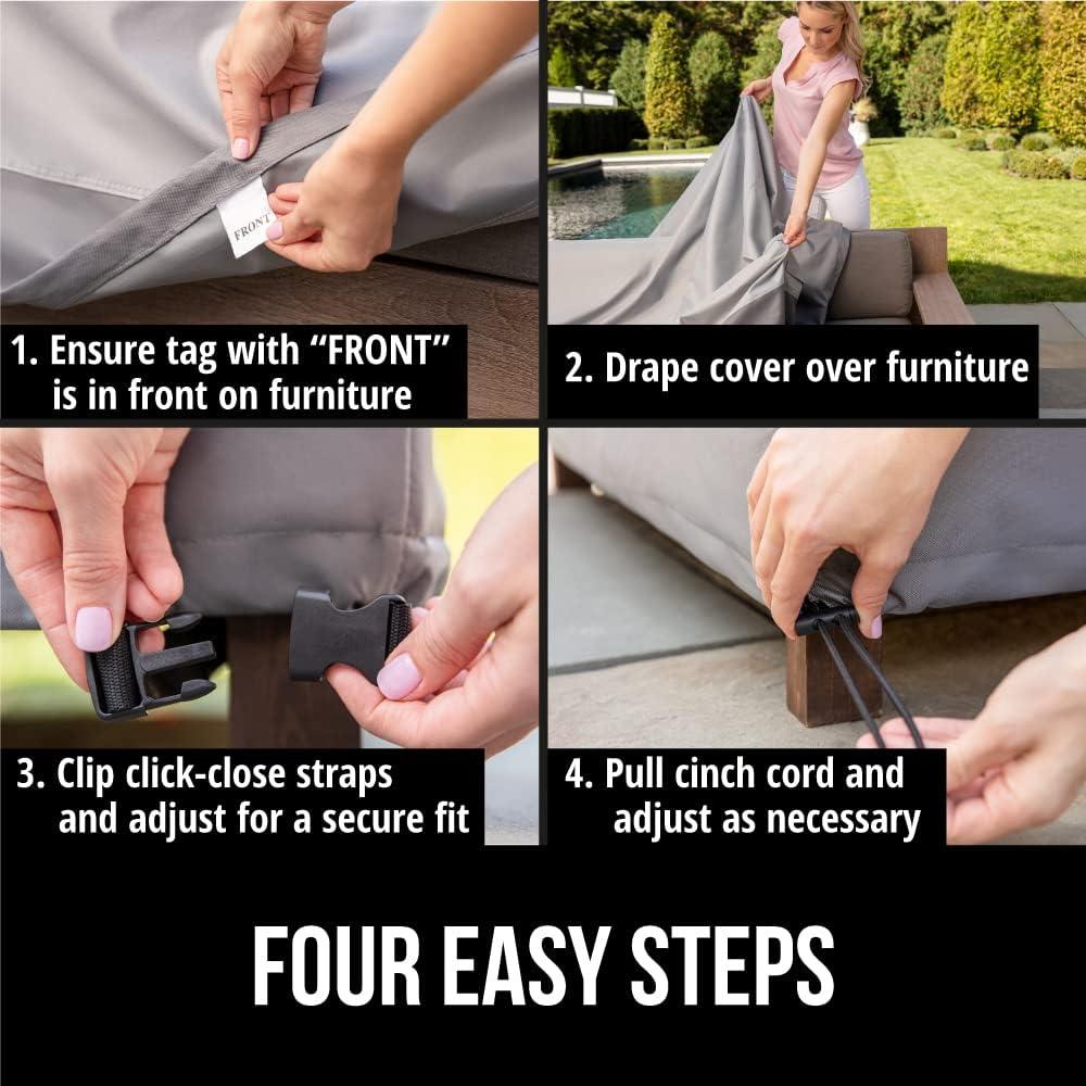 imageGORILLA GRIP Heavy Duty Waterproof Outdoor Chair Cover 30 Inch Adjustable Patio Furniture Covers for Winter Keep Cushions Dry Protects from Sun Snow Rain Windproof UV Coated Small 1 Pack