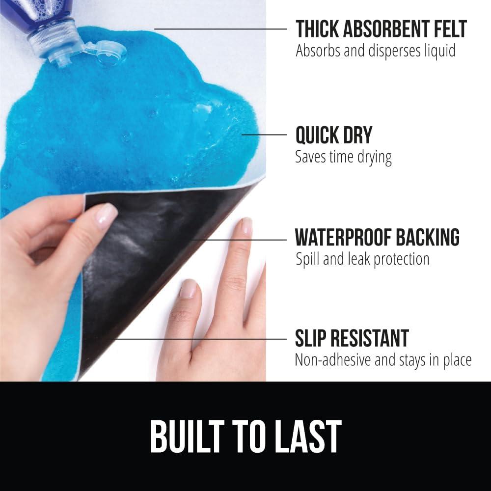 imageGORILLA GRIP LeakGuard NonAdhesive Under Sink Mat for Kitchen Cabinet Waterproof Quick Dry Shelf Liner Durable Absorbent Felt Mats for Bathroom Sinks Cabinets Dresser Easy to Trim 24x30 CharcoalWhite