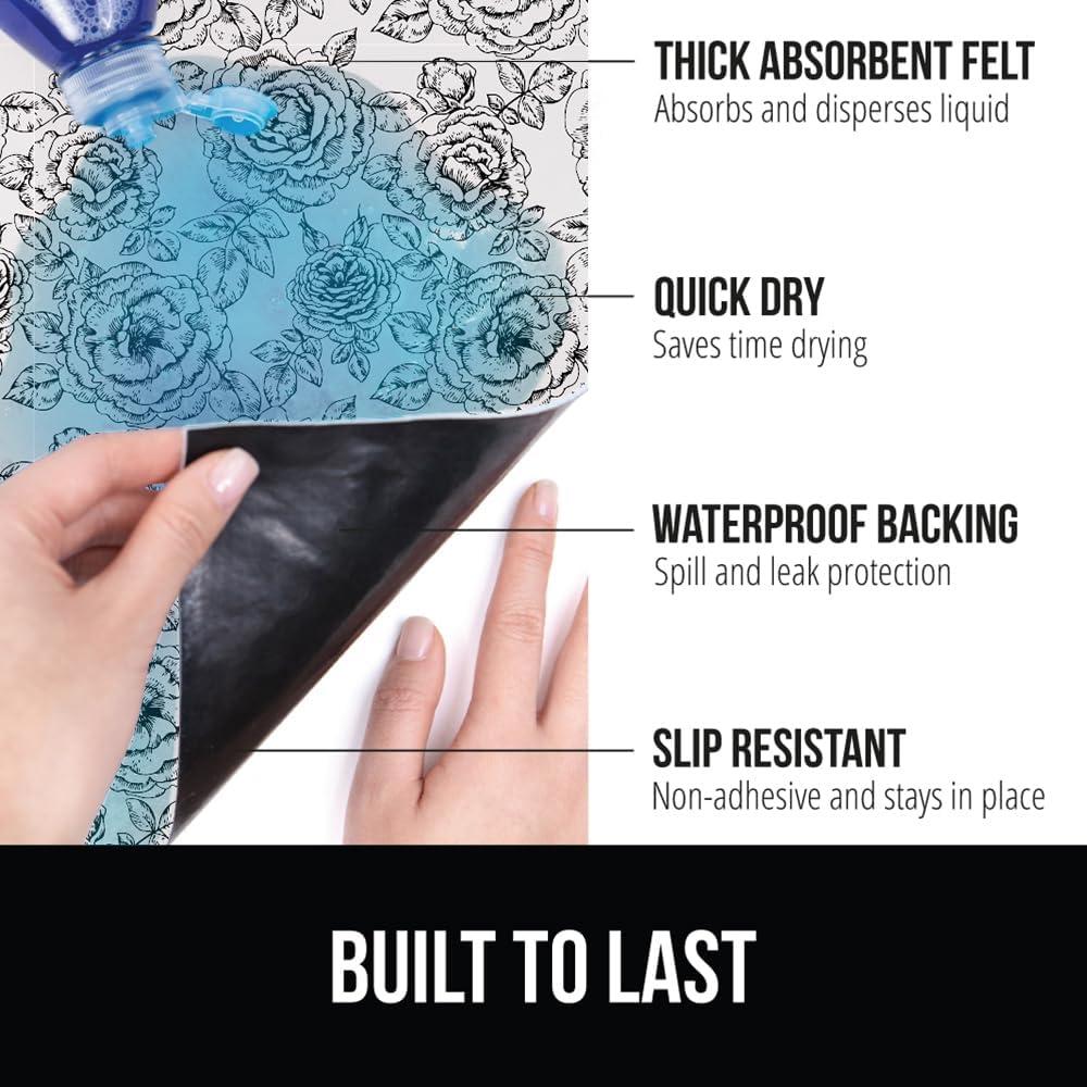 imageGORILLA GRIP LeakGuard NonAdhesive Under Sink Mat for Kitchen Cabinet Waterproof Quick Dry Shelf Liner Durable Absorbent Felt Mats for Bathroom Sinks Cabinets Dresser Easy to Trim 24x30 CharcoalFloral Gray